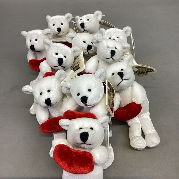 Lot Of 11 Unipak Velveteen Plush Valentines Bears With Hearts - NWT - Picture 2 of 6